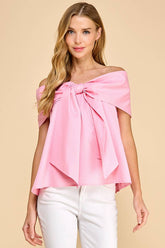 Pink Off The Shoulder Bow Top
