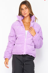 Lavender Corduroy Puffer Jacket