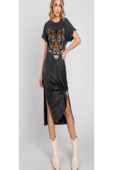 Tiger Mineral Wash Black T-shirt Dress