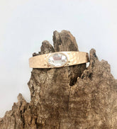 Bracelet Cuff Thick Oval Clear Glass Matte Gold Hinge