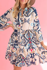 Boho Button Tiered Mini Dress