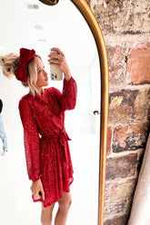 Red Sequin Festival Party Dress -clearance