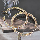 GOLD RHINESTONE HOOP EARRINGS