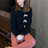 Sweet Bow Solid Color Sweater