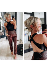 Backless Bow Black Halter Top