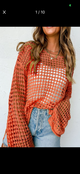 Orange Open Knit Sweater