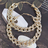 80mm Stoned Chain Hoop Earring