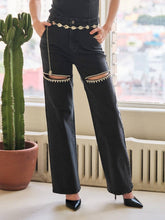 Black Cut Out Rhinestone Denim Jeans-PRESALE RESTOCK