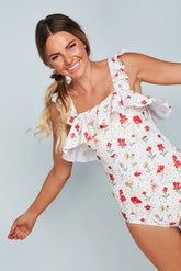 Waterfall One Piece - Cherry Red Blossoms