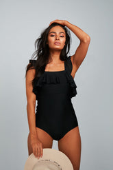 Waterfall One Piece - Black