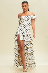 White Pretty Woman Polka Dot Dress