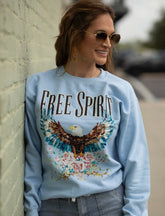 Free Spirit Eagle/Floral Crewneck Sweatshirt