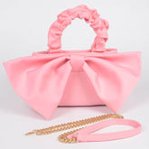 Nylon Top Handle Bag with Bow Front Clutch