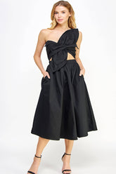 Black Knotted Bow Dress