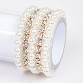 Faux Pearl Rhinestone Stretch Bracelet