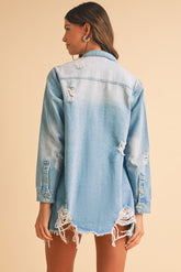 Beau Blue Light Wash Distressed Denim Jacket