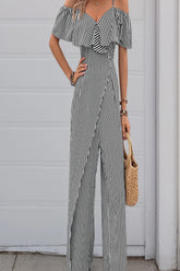 Black & White Stripe Lotus Jumpsuit