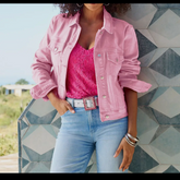 Baby Pink Cropped Denim Jacket