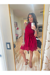 Red Rose Ruffled Dress -clearance