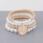 Pearl Beaded Sunflower Bracelet