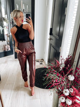 Brown Leather Skinny Tapered Pants