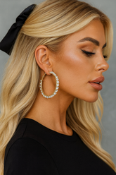 Gold rhinestone hoop earrings