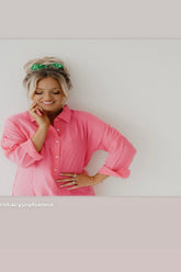 Pink Oversize Oxford Coverup