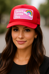 Jesus Loves You vintage trucker hat