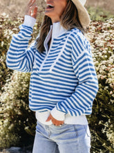 Blue Mock Neck Sweater