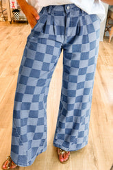 Checkered Denim jeans