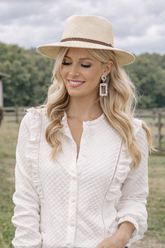 White Quilted Ruffled Blouse -clearance