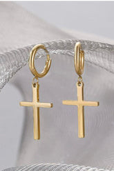 Dangle cross gold earrings