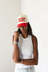 God Bless America Hat Red, Off-White, & Navy