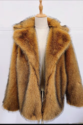 Brown Mob Wife Faux Fur Coat