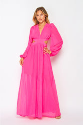 Hot Pink Royal Palms Maxi Dress