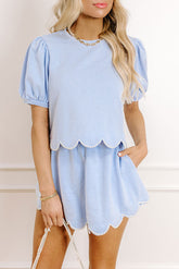 Princess Pearl Blue Scalloped Skort Set