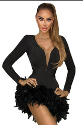 Black Feather Cocktail Dress
