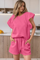 Pink Ruffle Sleeve Set