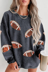 Grey Corded Baggy Football Sweatshirt