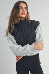 Black Crop Puffer Vest