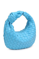 Blue Woven Vegan Leather Clutch -clearance
