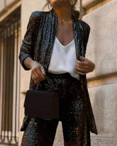 Black Sequin Blazer Suit