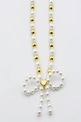 Audrey Bow gold and pearl necklace -clearance