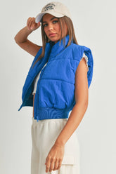 Royal Blue Crop Puffer Vest