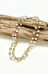 Necklace Freshwater Pearl w/Glass Bead & Filigree Gold 18” w/ 2” Extension