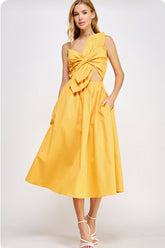 Yellow Knotted Bow Dress