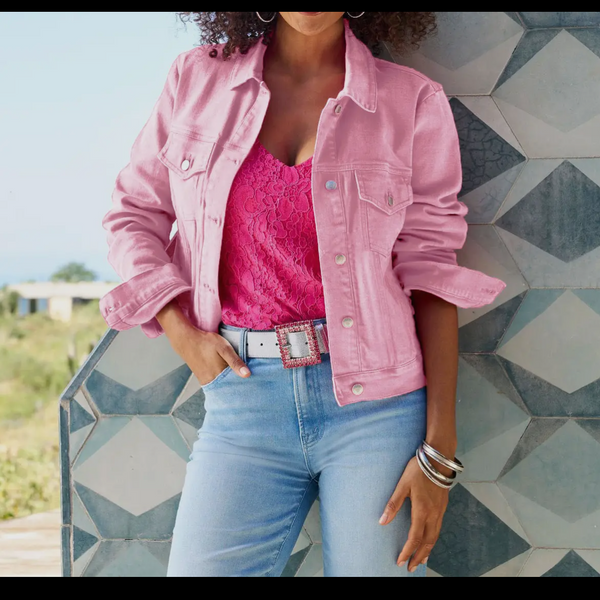 Baby Pink Cropped Denim Jacket