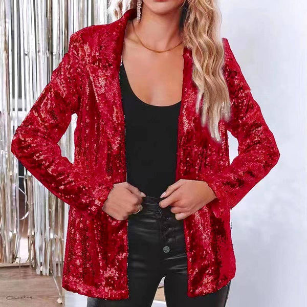 Red Sequin Party Blazer